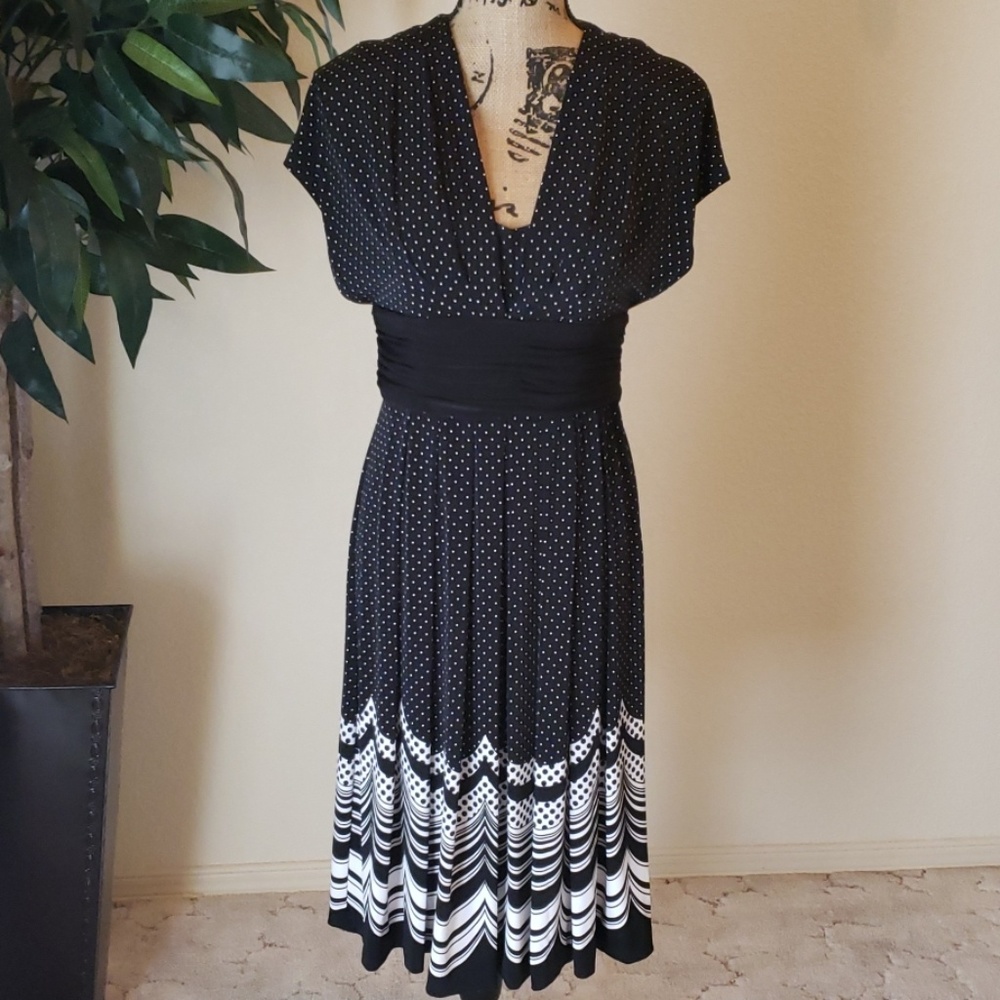 JONES NEW YORK Black & White Print Dress
